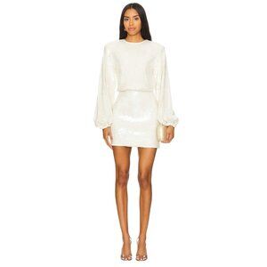ROTATE Sequins Dress in Egret 38 New Womens Mini Long Sleeve Cocktail